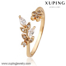 13775 Fashion Latest Cubic Zirconia Leaf Jewelry Finger Ring en oro 18k -Plated